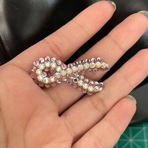 Bellini By Formart Breast Cancer Ribbon Rhinestone Pin Brooch